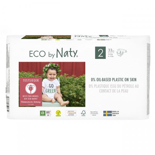 Eco by Naty Windeln Neue Generation Größe 2, 3-6 kg, 33 Stck.