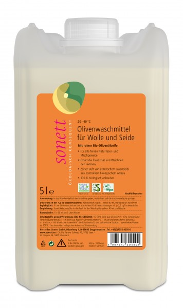 SONETT Olivenwaschmittel für Wolle und Seide 20° 30° 40°C - 5 l