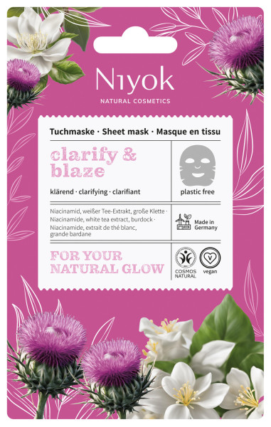 Klärende Tuchmaske clarify & blaze 10 ml von Niyok – Produktabbildung 1