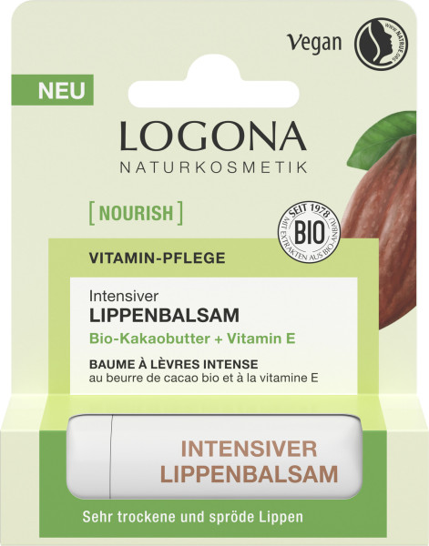 NOURISH Intensiver Lippenbalsam Bio-Kakaobutter + Vitamin E 4,6 g von Logona – Produktabbildung 1