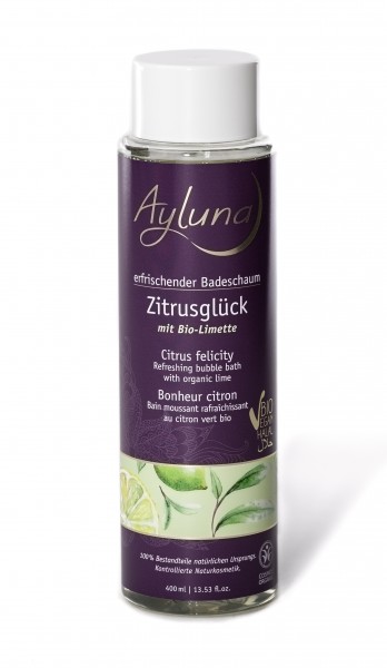 Ayluna erfrischender Badeschaum Zitrusglück mit Bio-Limette 400 ml
