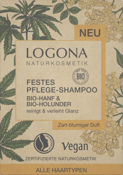 Logona Festes Pflege Shampoo Bio-Hanf & Bio-Holunder 60 g