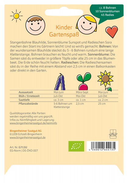 Bingenheimer Saatgut AG Kinder Gartenspass - Saatmischung (Saatgut) 1 Stück