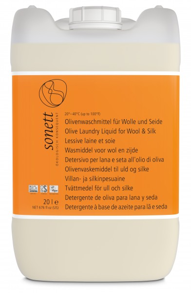 SONETT Olivenwaschmittel für Wolle und Seide 20° 30° 40°C 20 l