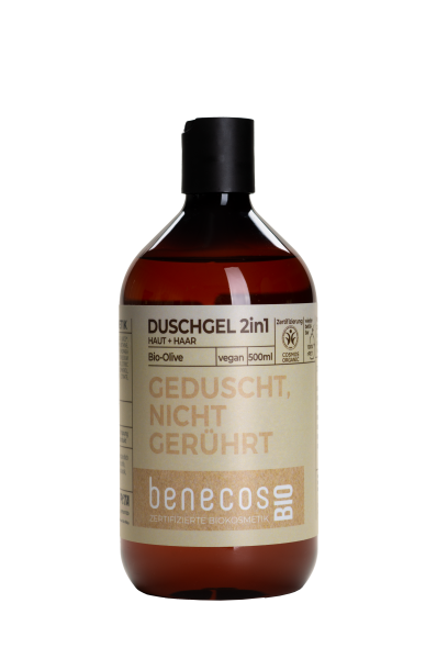 benecos BIO Duschgel 2in1 BIO-Olive Haut & Haar - GEDUSCHT, NICHT GERÜHRT 0,5 l