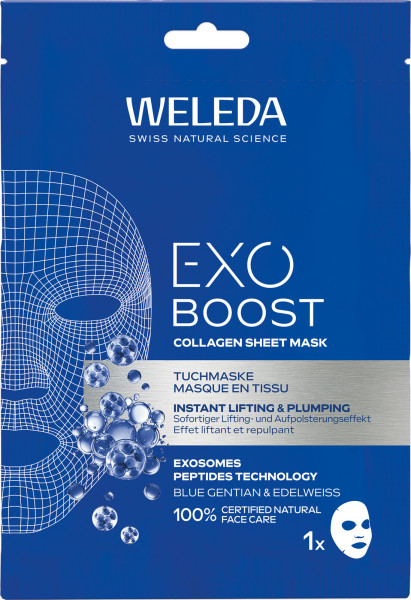 WELEDA Exo Boost Collagen Tuchmaske Blauer Enzian 20 ml – Produktabbildung 1