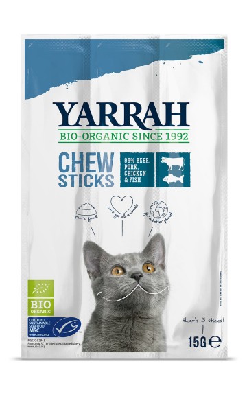 Yarrah Bio Katzen Kausticks mit Spirulina & Seetang 375 g