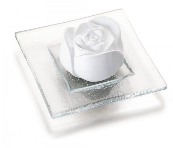 PRIMAVERA Duftstein Rosenblüte mit Glasteller 1 Stück