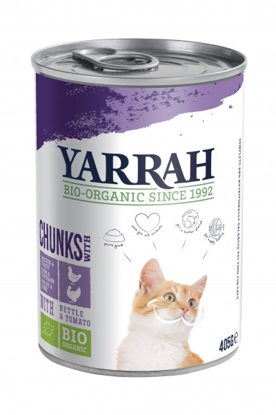 Yarrah Bio Katzen Bröckchen Huhn und Truthahn mit Brennnessel & Tomate 4860 g