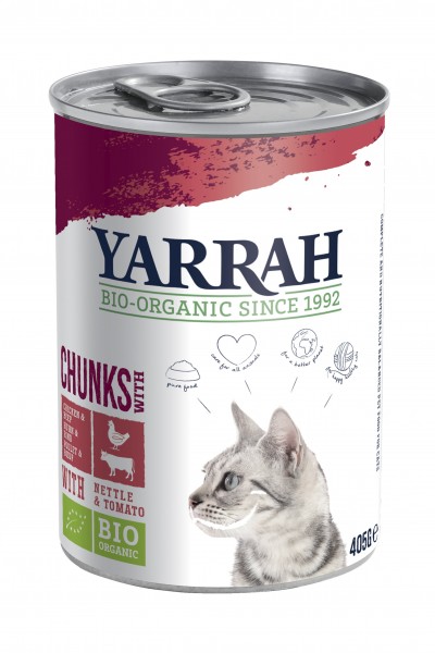Yarrah Bio Katze Bröckchen Huhn & Rind mit Brennnessel & Tomate 4860 g