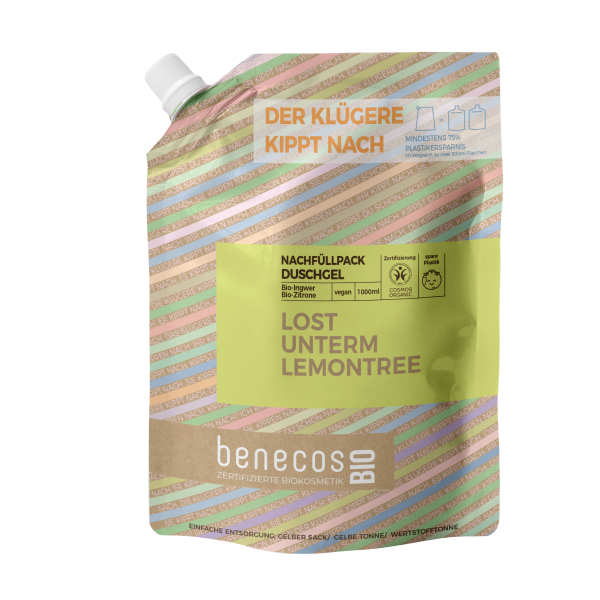benecosBIO Nachfüllbeutel 1000 ml Duschgel BIO-Ingwer + BIO-Zitrone - LOST UNTERM LEMONTREE 1000 ml