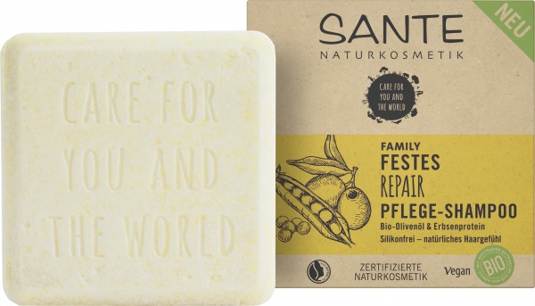 SANTE Festes Repair Pflege-Shampoo Bio-Olivenöl & Erbsenprotein 60 g