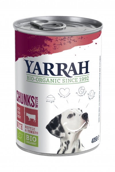Yarrah Hundefutter Rinder Bröckchen in Brennnessel & Tomate Sauce 4860 g