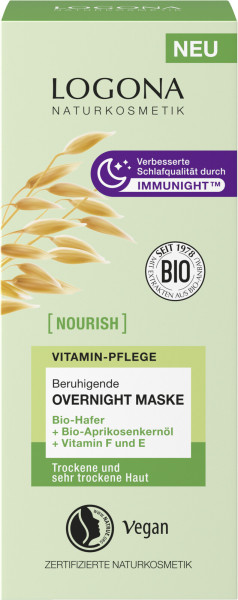 NOURISH beruhigende Overnight Maske mit Bio-Hafer + Vitamin F und E 50 ml von Logona – Produktabbildung 1
