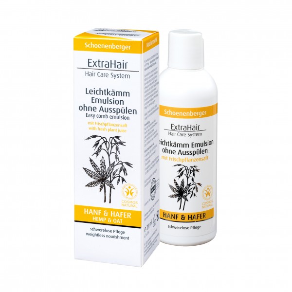Schoenenberger® ExtraHair® Leichtkämm Emulsion o. Ausspülen, Hanf&Hafer COSMOS natural 200 ml