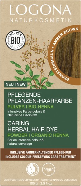 Logona Pflegende Pflanzen-Haarfarbe Pulver Bernsteinbraun 100 g