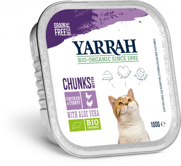 Yarrah Bio Katzen Bröckchen Huhn & Truthahn mit Aloe Vera 1600 g