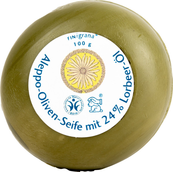 Aleppo Lorbeerseife 24% 100 g von FINigrana® Naturkosmetik – Produktabbildung 1