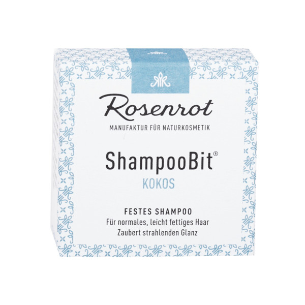 festes ShampooBit® Kokos - 55g - in Schachtel von Rosenrot Naturkosmetik – Produktabbildung 1