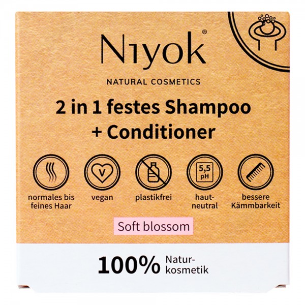 Niyok 2 in 1 festes Shampoo & Conditioner Soft Blossom 80 g