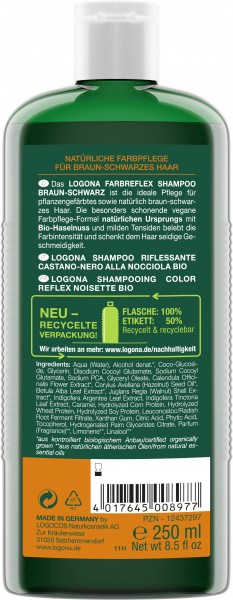 Logona Farbreflex Shampoo Braun-Schwarz Bio-Haselnuss 250 ml