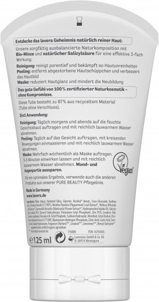 lavera PURE BEAUTY 3in1 Reinigung - Peeling - Maske 125 ml