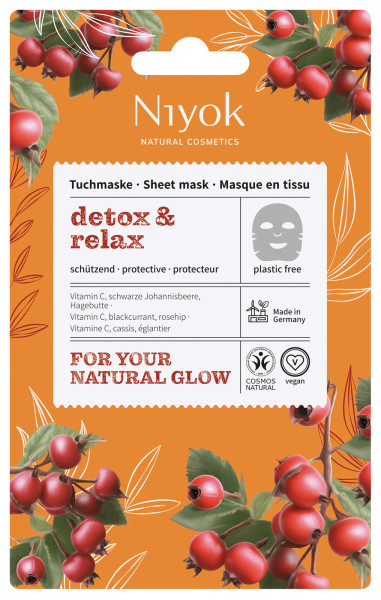 Schützende Tuchmaske detox & relax 10 ml von Niyok – Produktabbildung 1