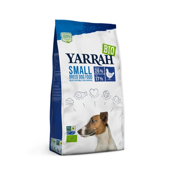 Yarrah Bio Hund Trockenfutter Erwachsene & Welpe Kleine Rasse Huhn 8 kg
