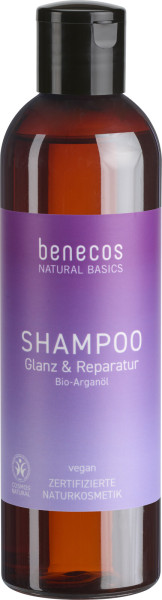 benecos Natural Basics Shampoo Glanz & Reparatur - Bio-Arganöl 250 ml – Produktabbildung 1