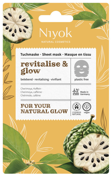Belebende Tuchmaske revitalise & glow 10 ml von Niyok – Produktabbildung 1