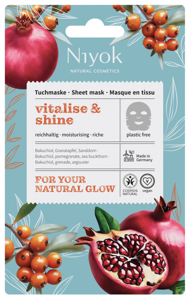 Reichhaltige Tuchmaske vitalise & shine 10 ml von Niyok – Produktabbildung 1