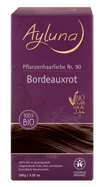 Ayluna Pflanzenhaarfarbe Nr. 90 Bordeauxrot 100 g