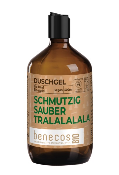 benecosBIO Duschgel BIO-Hanf & BIO-Apfel - SCHMUTZIG SAUBER TRALALALALA 500 ml