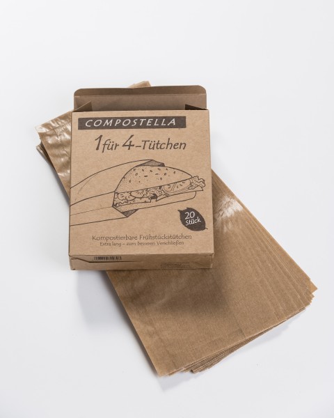 Compostella Kompostierbare Naturpapiertüten zum Erhitzen von Snacks und zum Einfrieren trockener Spe