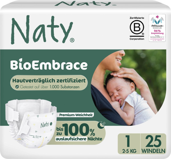 Eco by Naty Windeln Größe 1, 2-5 kg 100 St.(4x25 Stck)