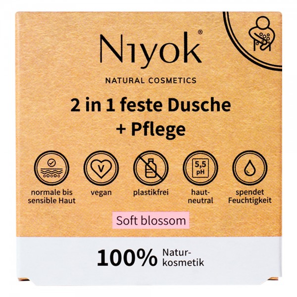 NIYOK - 2 in 1 feste Dusche & Pflege Soft Blossom 80 g