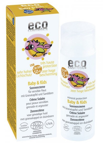 eco cosmetics Baby & Kids Sonnencreme LSF 50+ mit Granatapfel und Sanddorn 50 ml