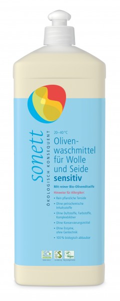 SONETT Olivenwaschmittel für Wolle und Seide sensitiv 20° 30° 40°C 1 l