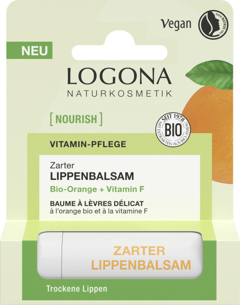 NOURISH Zarter Lippenbalsam Bio-Orange + Vitamin F 4,6 g von Logona – Produktabbildung 1