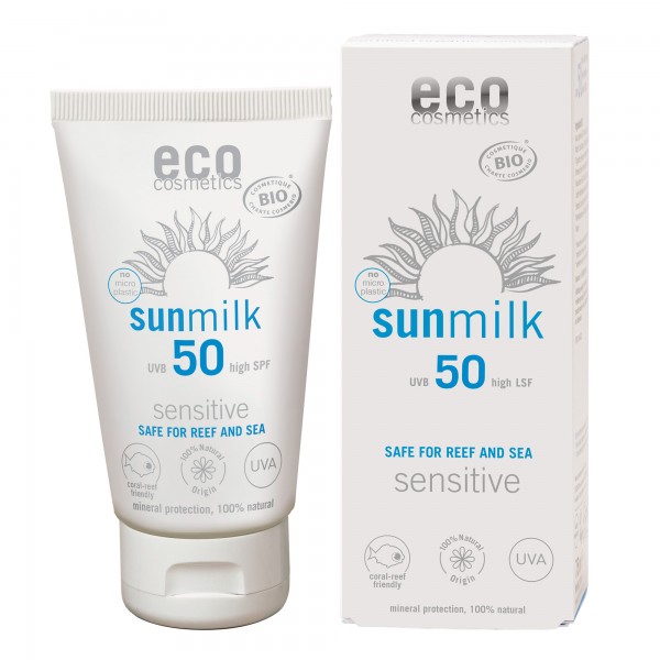 eco cosmetics Sonnenmilch LSF 50 mit Himbeere und Granatapfel 75 ml