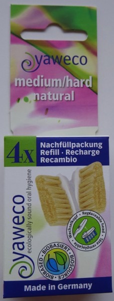 yaweco Nachfüllung Ersatzköpfe natural medium/hard 12 Stück (3x 4 Stck.)