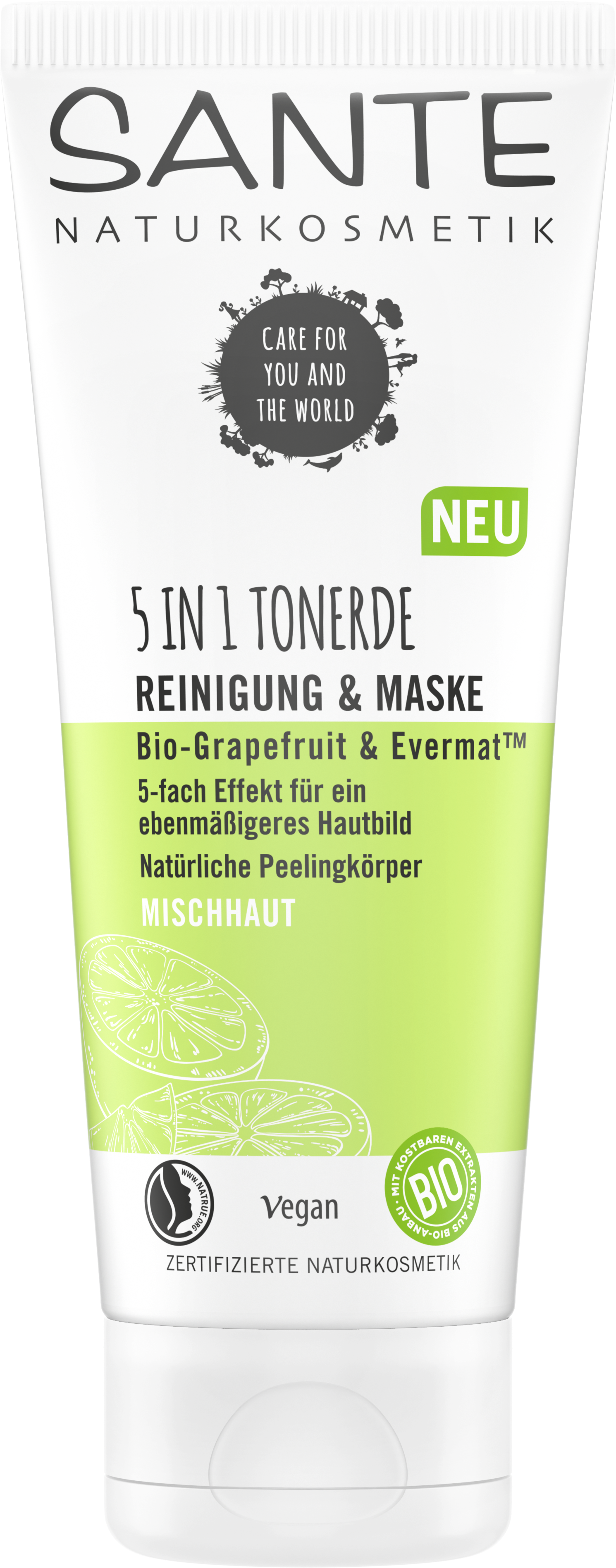 Sante 5in1 Tonerde Reinigung & Maske Bio-Grapefruit & Evermat 100 ml |  NATRACTIV Bio Naturkosmetik Onlineshop