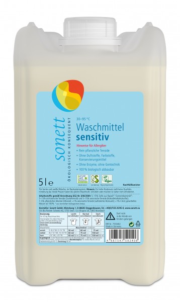 SONETT Waschmittel sensitiv 30° - 60°- 95°C 5 l