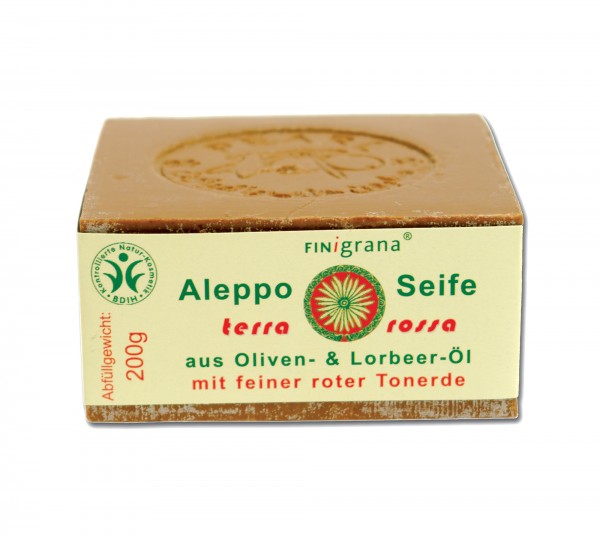 FINigrana® Naturkosmetik FINigrana Aleppo Olivenseife mit 30% Terra Rossa, (feine rote Tonerde) & Lo