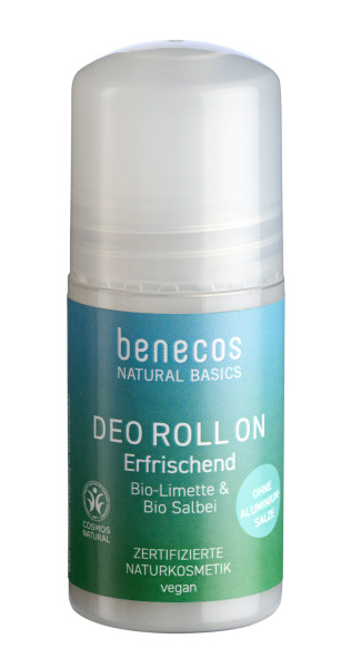 benecos Natural Basics Deo Roll-on Bio-Limette & Bio-Salbeiwasser 50 ml – Produktabbildung 1