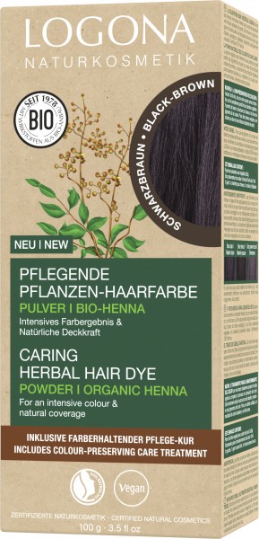 Logona Pflegende Pflanzen-Haarfarbe Pulver Schwarzbraun 100 g