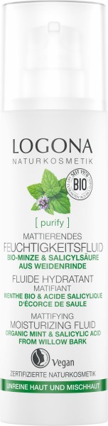Logona PURIFY Mattierendes Feuchtigkeitsfluid Bio-Minze & Salicylsäure aus der Weidenri 30 ml