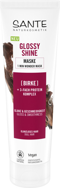 GLOSSY SHINE 1 Minute Wonder Maske Birke + 3-Fach Protein Komplex 150 ml von Sante – Produktabbildung 1