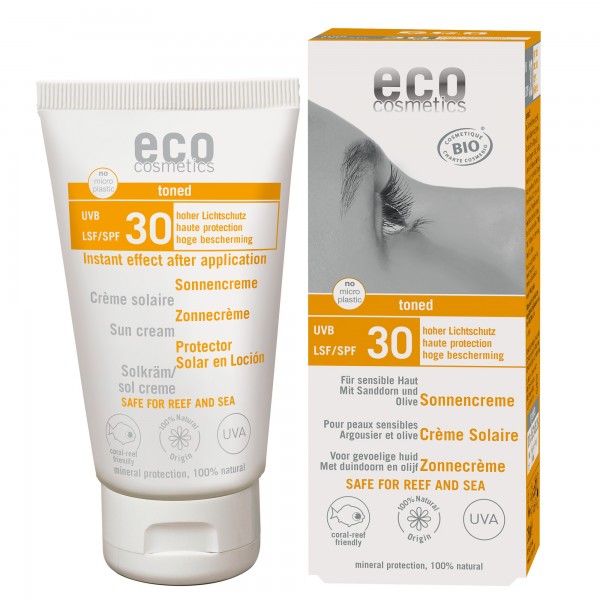 eco cosmetics Sonnencreme getönt LSF 30 mit Sanddorn und Olive 75 ml