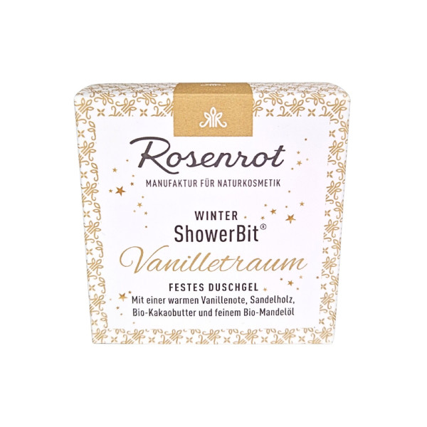 ShowerBit® - festes Duschgel Winter Vanilletraum - 55g - in Schachtel von Rosenrot Naturkosmetik – Produktabbildung 1